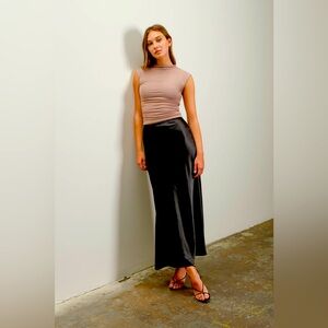 SATIN SLIP MIDI SKIRT